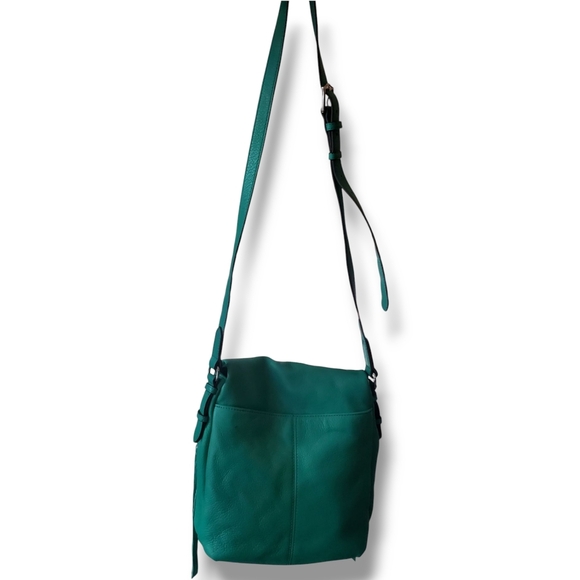 Aimee Kestenberg Teal Green Bali Leather Crossbody Bag with Adjustable Strap - Picture 9 of 17